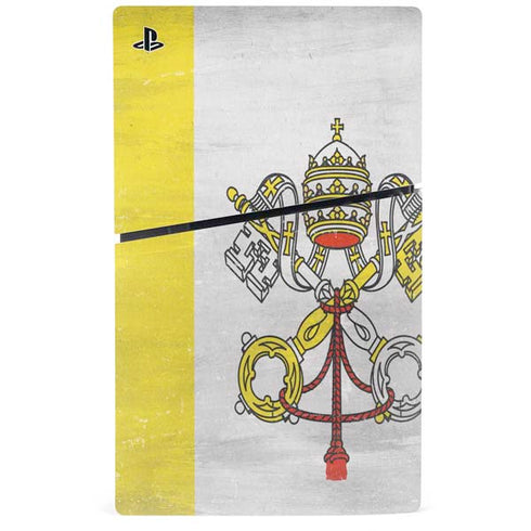 Vatican City Flag Distressed PS5 Slim Disk Console Skin